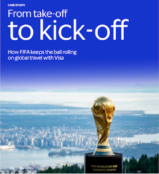 FIFA World Cup trophy over city skyline