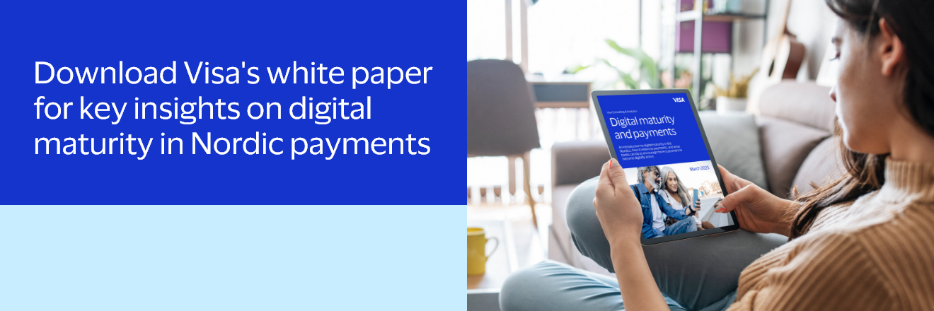 Person reading Visa's Nordic payments white paper on a tablet