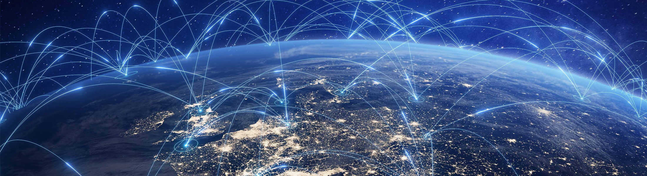 Global network lines over Earth from space