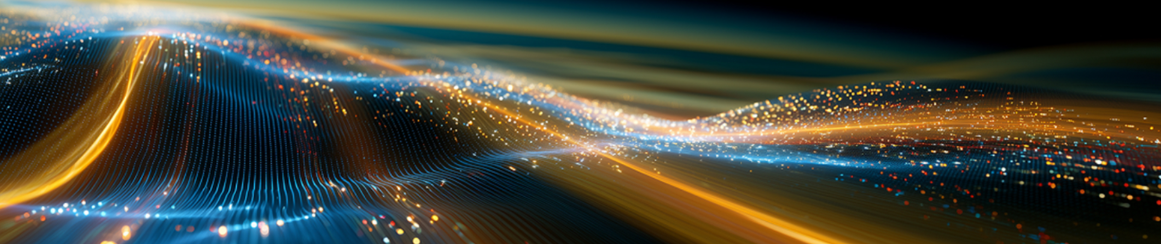 Abstract blue and gold data waves